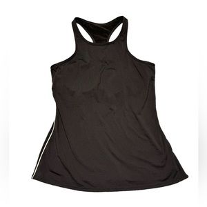 Fabletics Racerback Tank Top Black White Side Stripe Womens Medium Shelf Bra‎